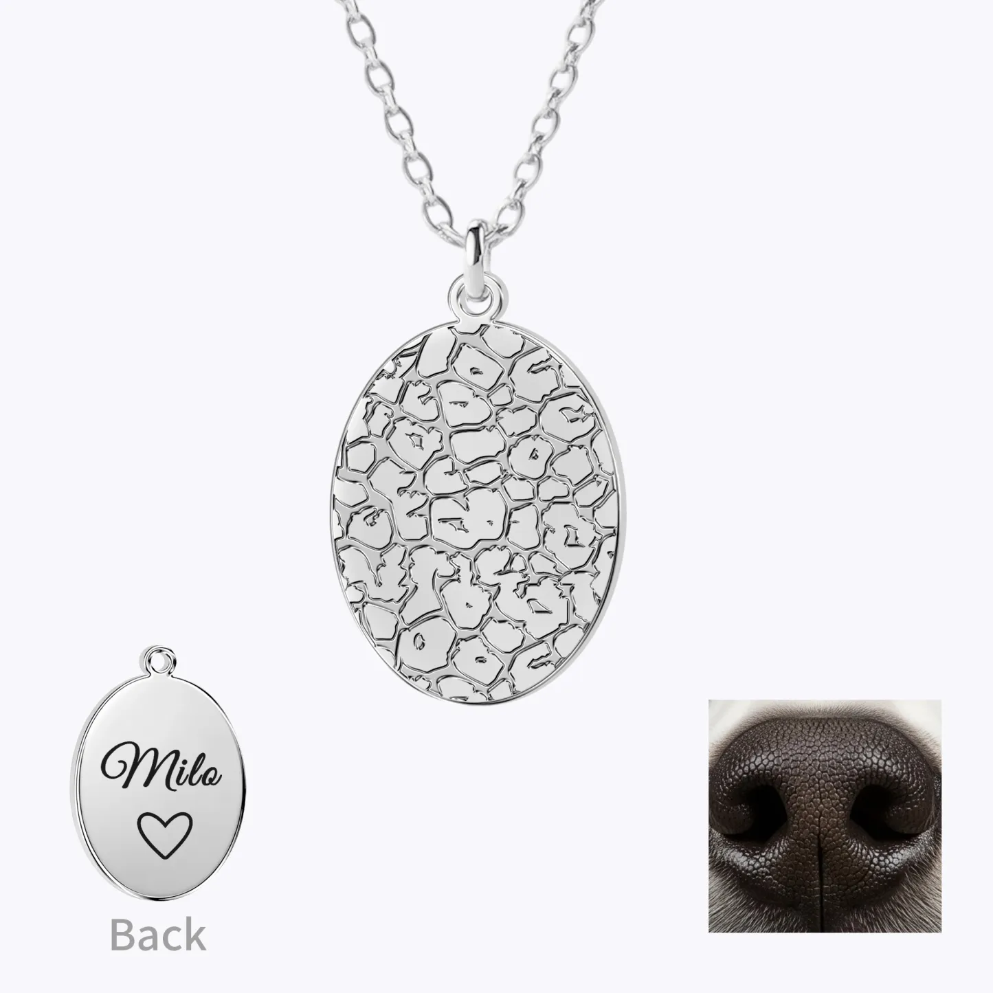 Custom Dog Cat Nose Print Necklaces with Name