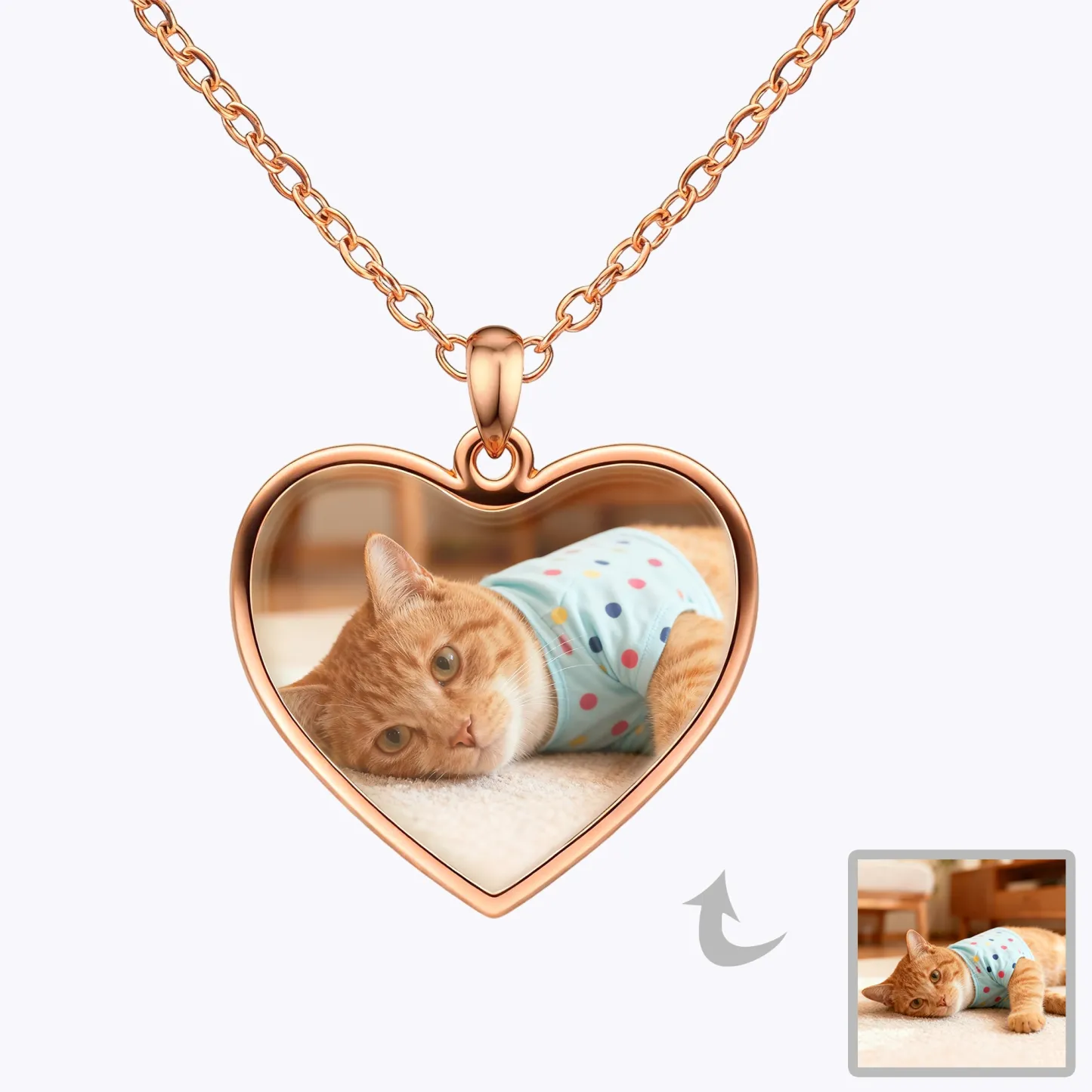 Custom Heart Shape Cat Dog Pet Photo Necklace