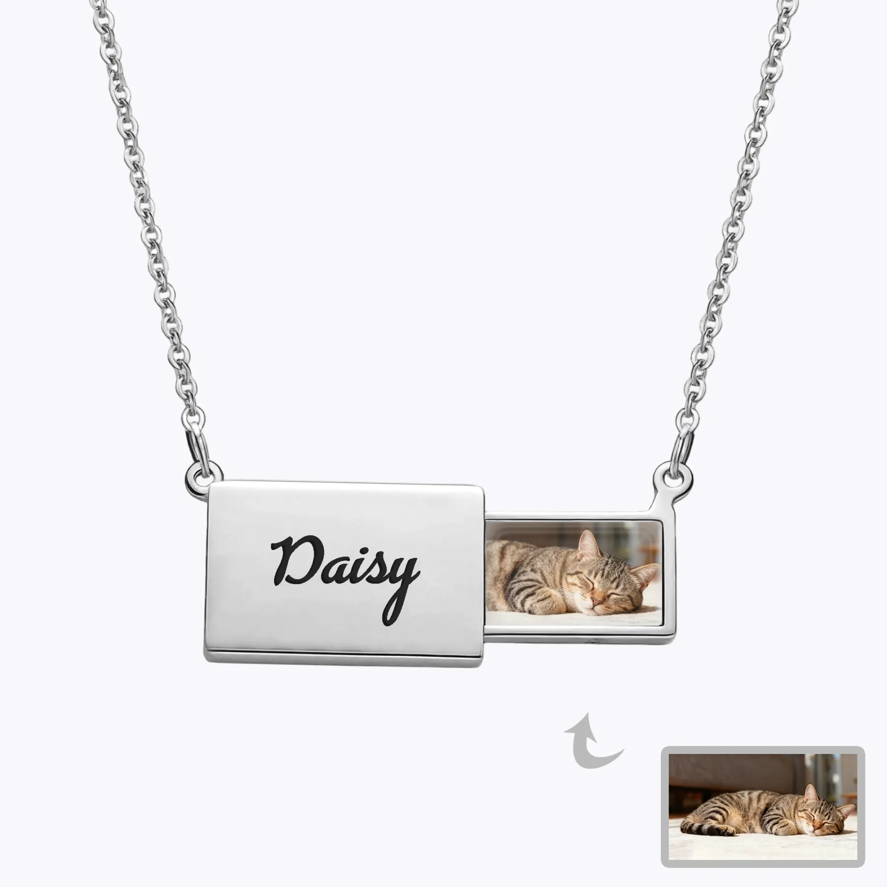 Custom Hidden Pet Photo Locket Necklace with Name