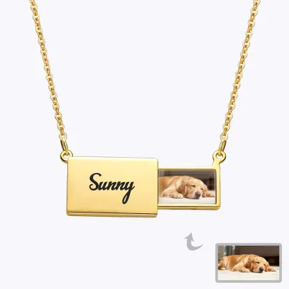 Custom Hidden Pet Photo Locket Necklace with Name