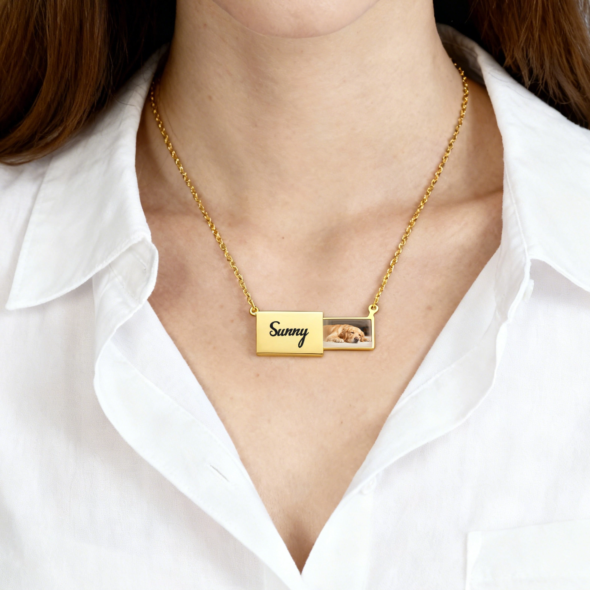 Custom Hidden Pet Photo Locket Necklace with Name