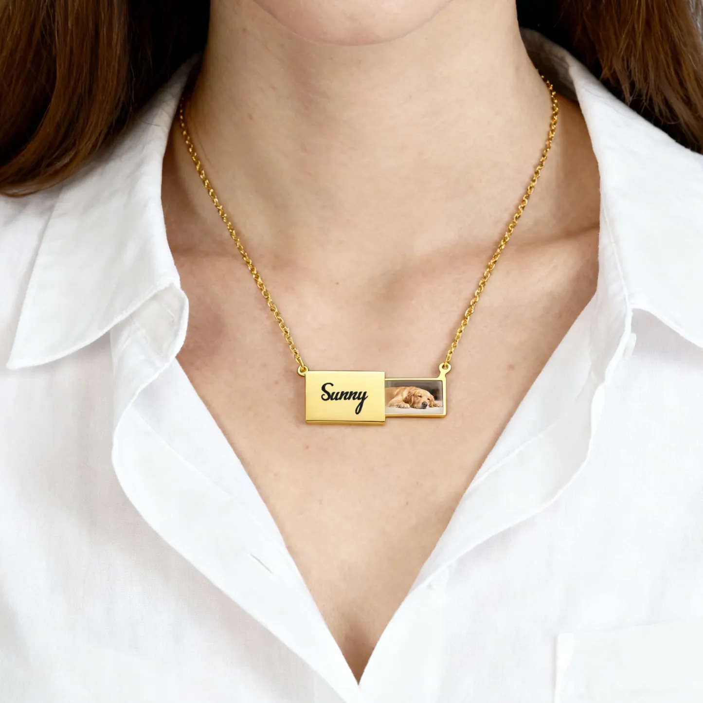 Custom Hidden Pet Photo Locket Necklace with Name