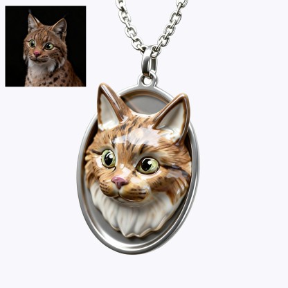 Custom 3D Handmade Ceramic Dog Cat Pet Face Necklace