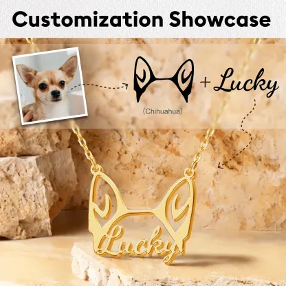 Pesonalized Dog Ears Name Necklace for Dog Pet Lover-BY PROMISE-Pet,Name