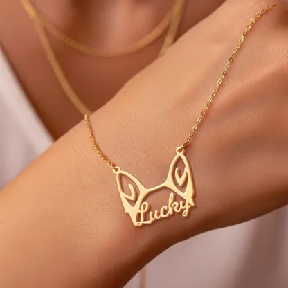 Pesonalized Dog Ears Name Necklace for Dog Pet Lover-BY PROMISE-Pet,Name