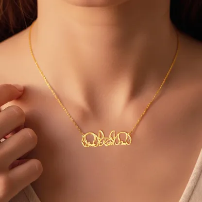 Pesonalized 2-5 Connected Dog Ears Name Necklace for Dog Pet Lover-BY PROMISE-Pet,Name