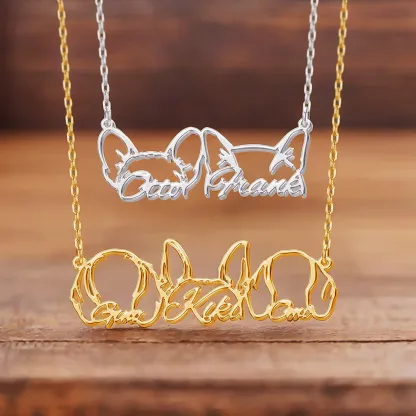 Pesonalized 2-5 Connected Dog Ears Name Necklace for Dog Pet Lover-BY PROMISE-Pet,Name