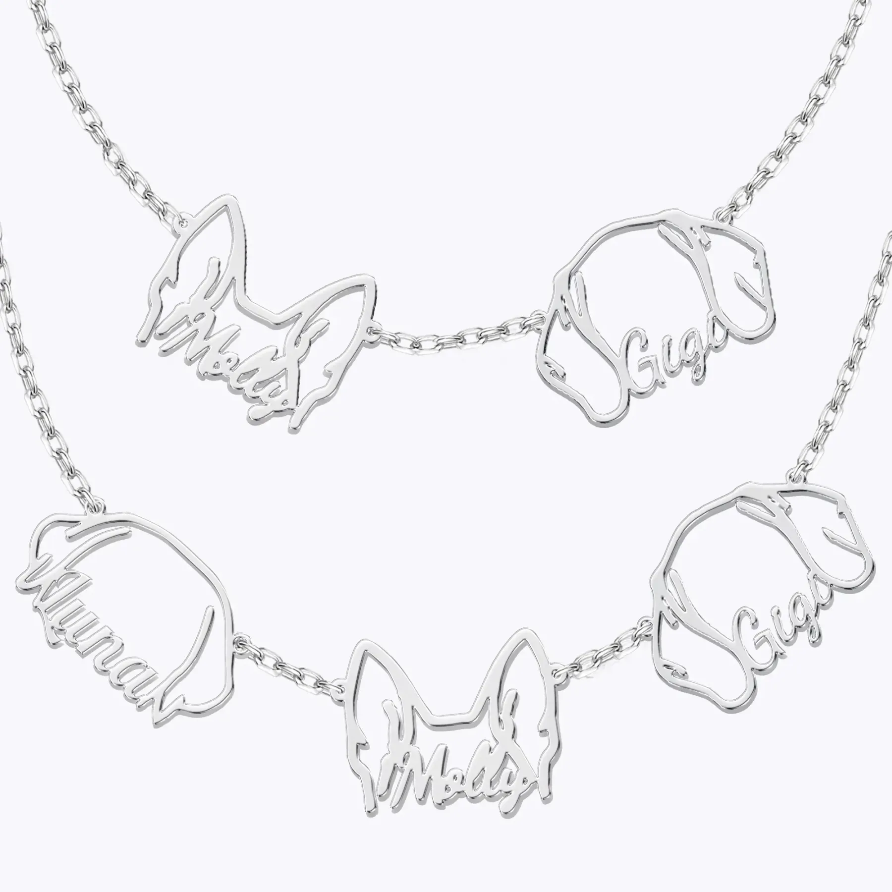 Pesonalized 2-5 Separated Dog Ears Name Pendant Necklace for Dog Pet Lover-BY PROMISE-Name,Pet