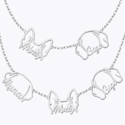 Pesonalized 2-5 Separated Dog Ears Name Pendant Necklace for Dog Pet Lover-BY PROMISE-Name,Pet