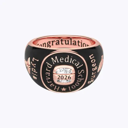 Custom Birthstone Graduation Ring with Engraved School Name