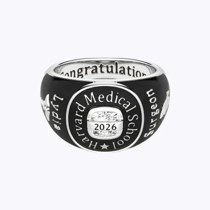 Custom Birthstone Graduation Ring with Engraved School Name