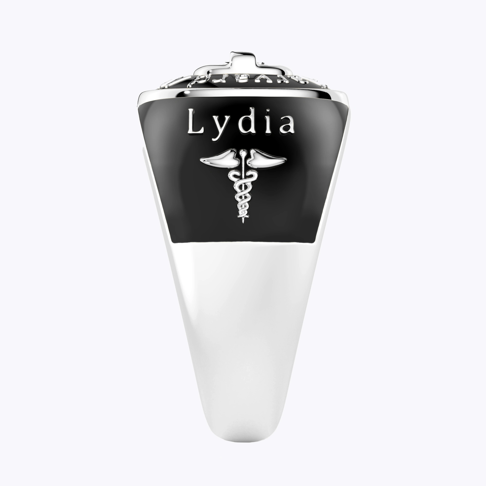 Custom Birthstone Graduation Ring with Engraved School Name