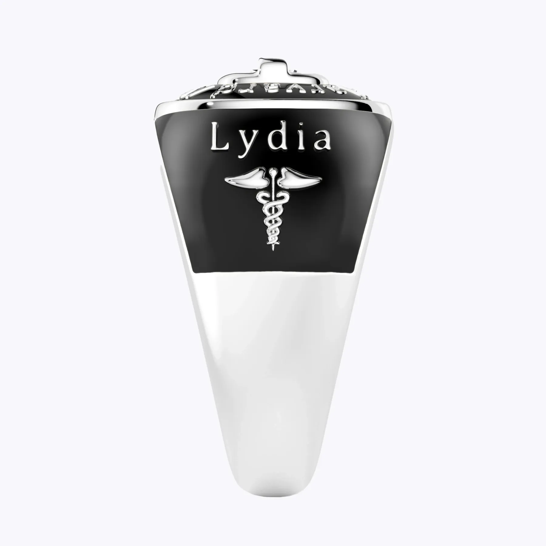 Custom Birthstone Graduation Ring with Engraved School Name