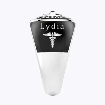 Custom Birthstone Graduation Ring with Engraved School Name