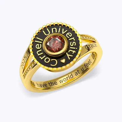 Split Shank Round Birthstone Graduation Ring-BY PROMISE-Birthstone,Name