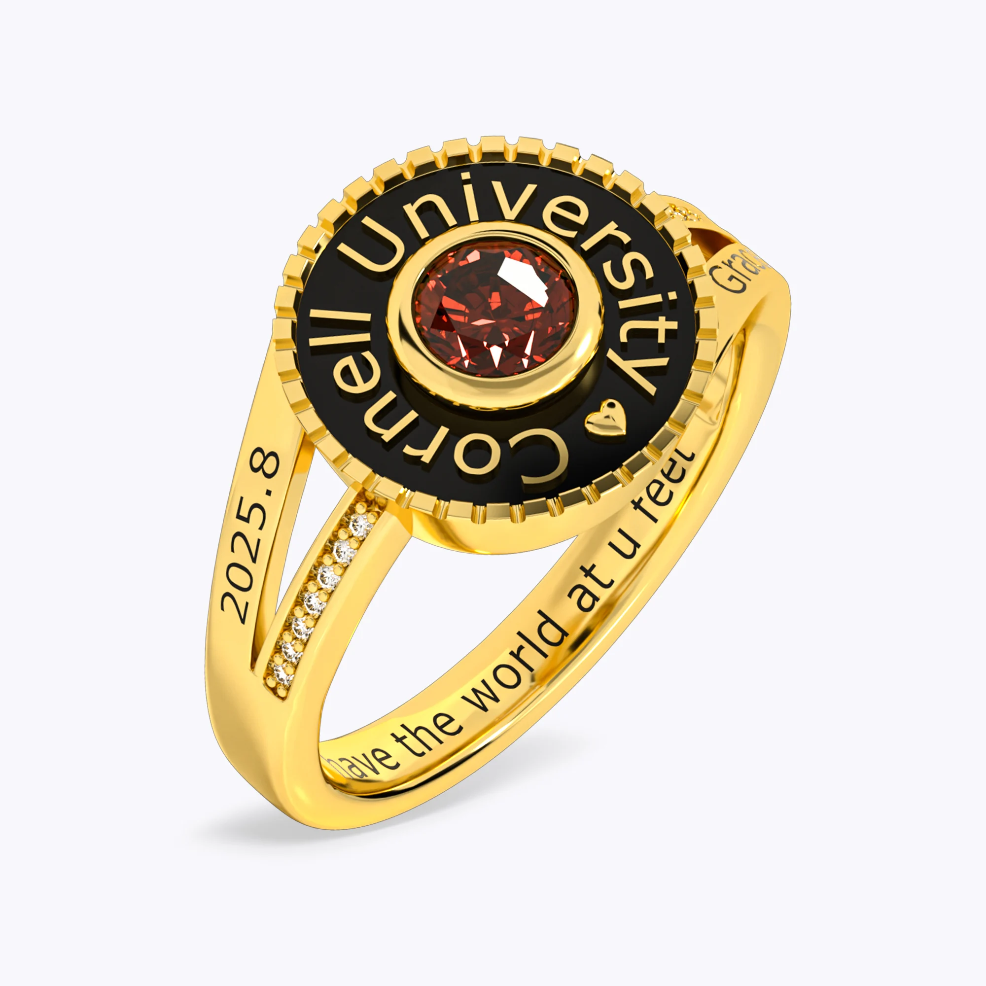 Split Shank Round Birthstone Graduation Ring-BY PROMISE-Birthstone,Name