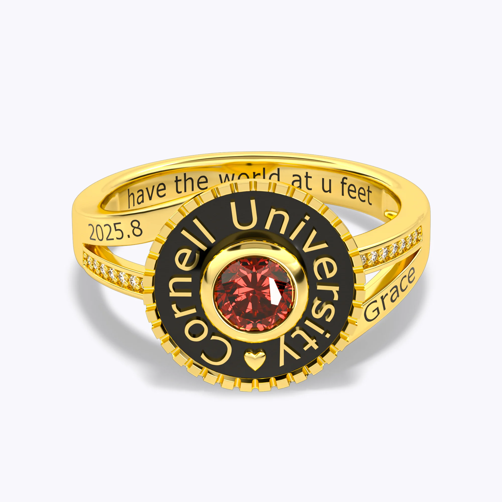 Split Shank Round Birthstone Graduation Ring-BY PROMISE-Birthstone,Name