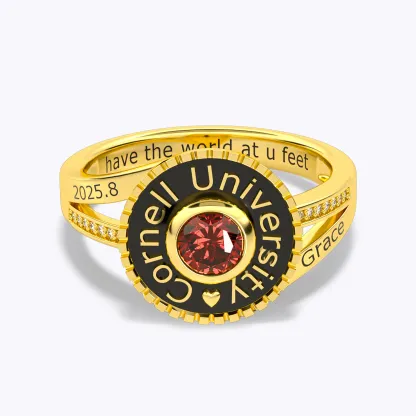 Split Shank Round Birthstone Graduation Ring-BY PROMISE-Birthstone,Name