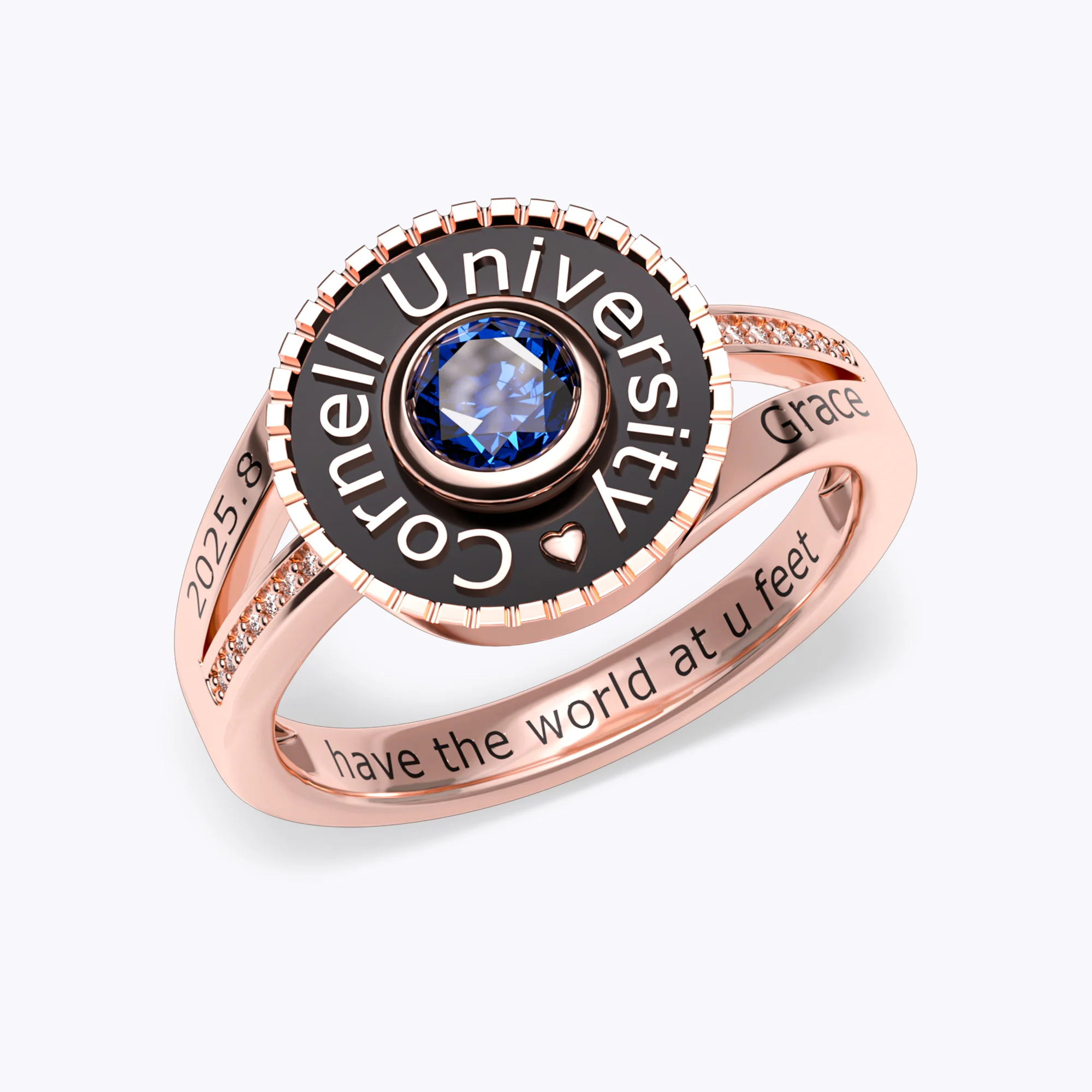 Split Shank Round Birthstone Graduation Ring-BY PROMISE-Birthstone,Name