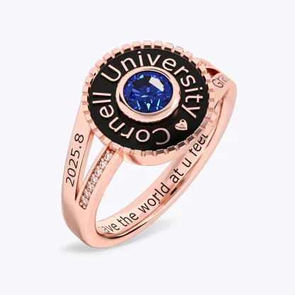 Split Shank Round Birthstone Graduation Ring-BY PROMISE-Birthstone,Name