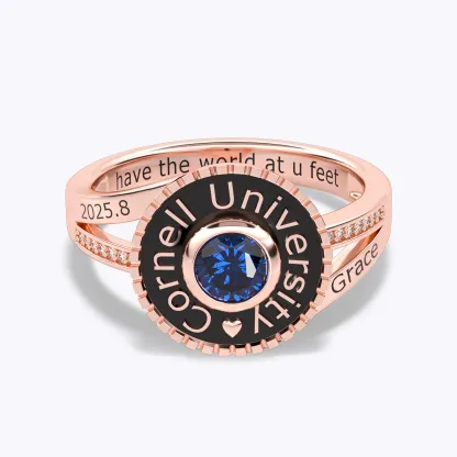 Split Shank Round Birthstone Graduation Ring-BY PROMISE-Birthstone,Name