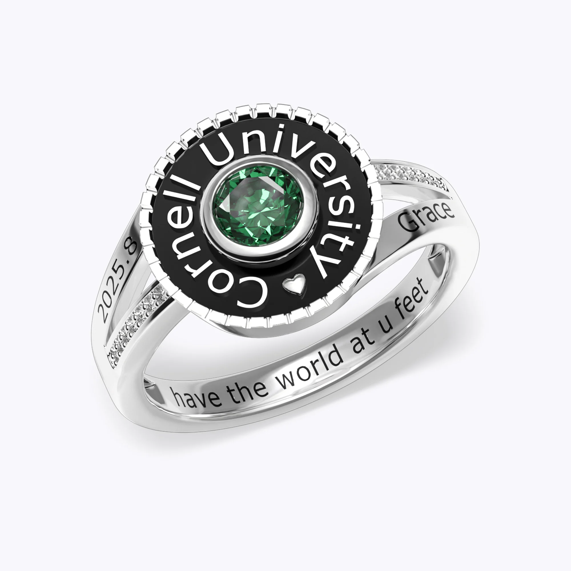 Split Shank Round Birthstone Graduation Ring-BY PROMISE-Birthstone,Name