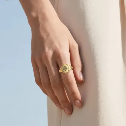 Custom 1-5 Birth Flower Ring with Side Ronud Birthstone-BY PROMISE-Birthstone,Birth Flower