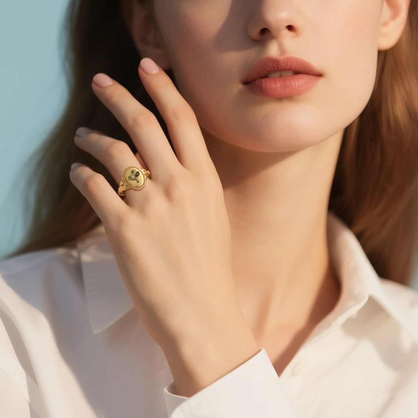 Custom 1-5 Birth Flower Ring with Side Ronud Birthstone-BY PROMISE-Birthstone,Birth Flower