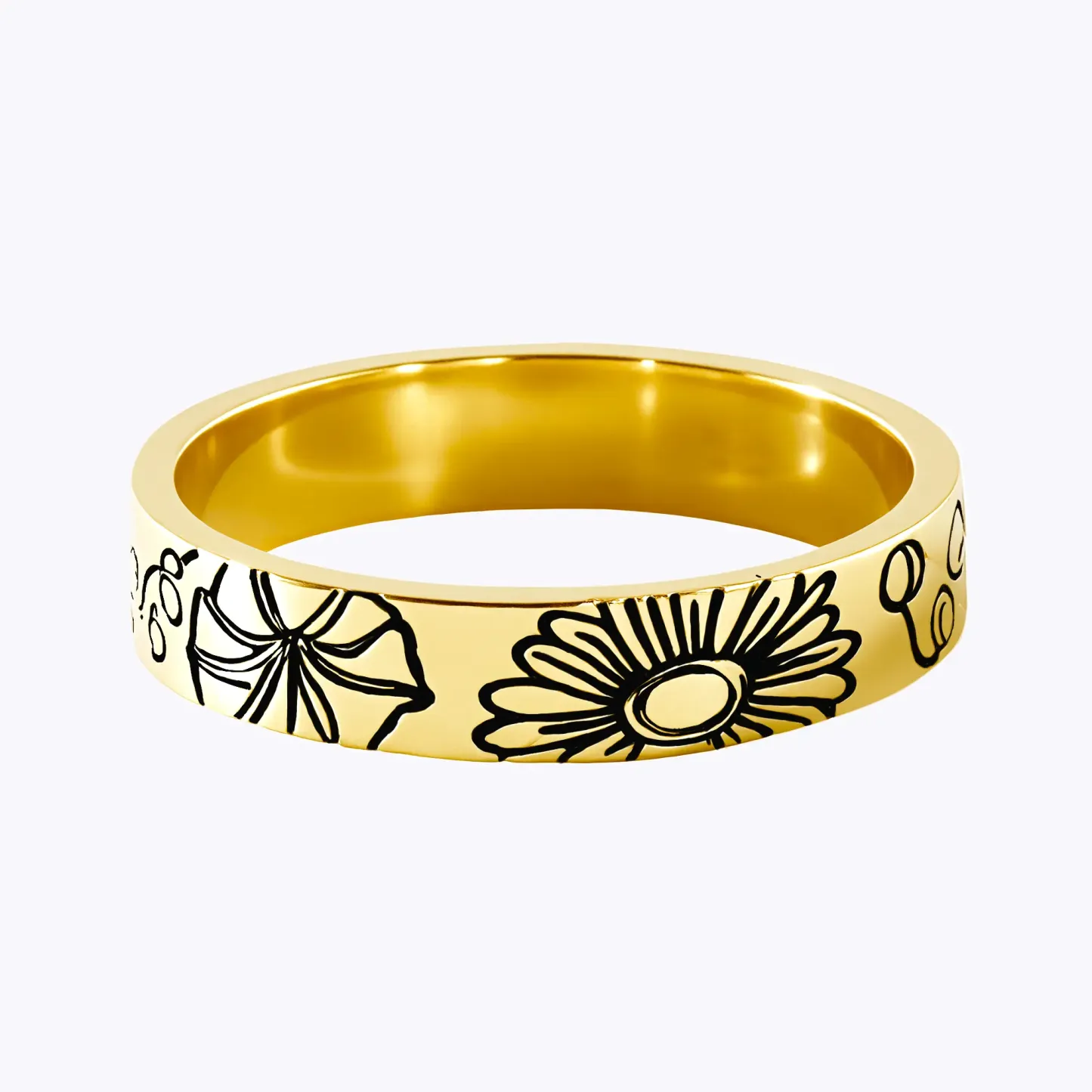 Personalized Engraved Birth Flower Ring-BY PROMISE-Birth Flower