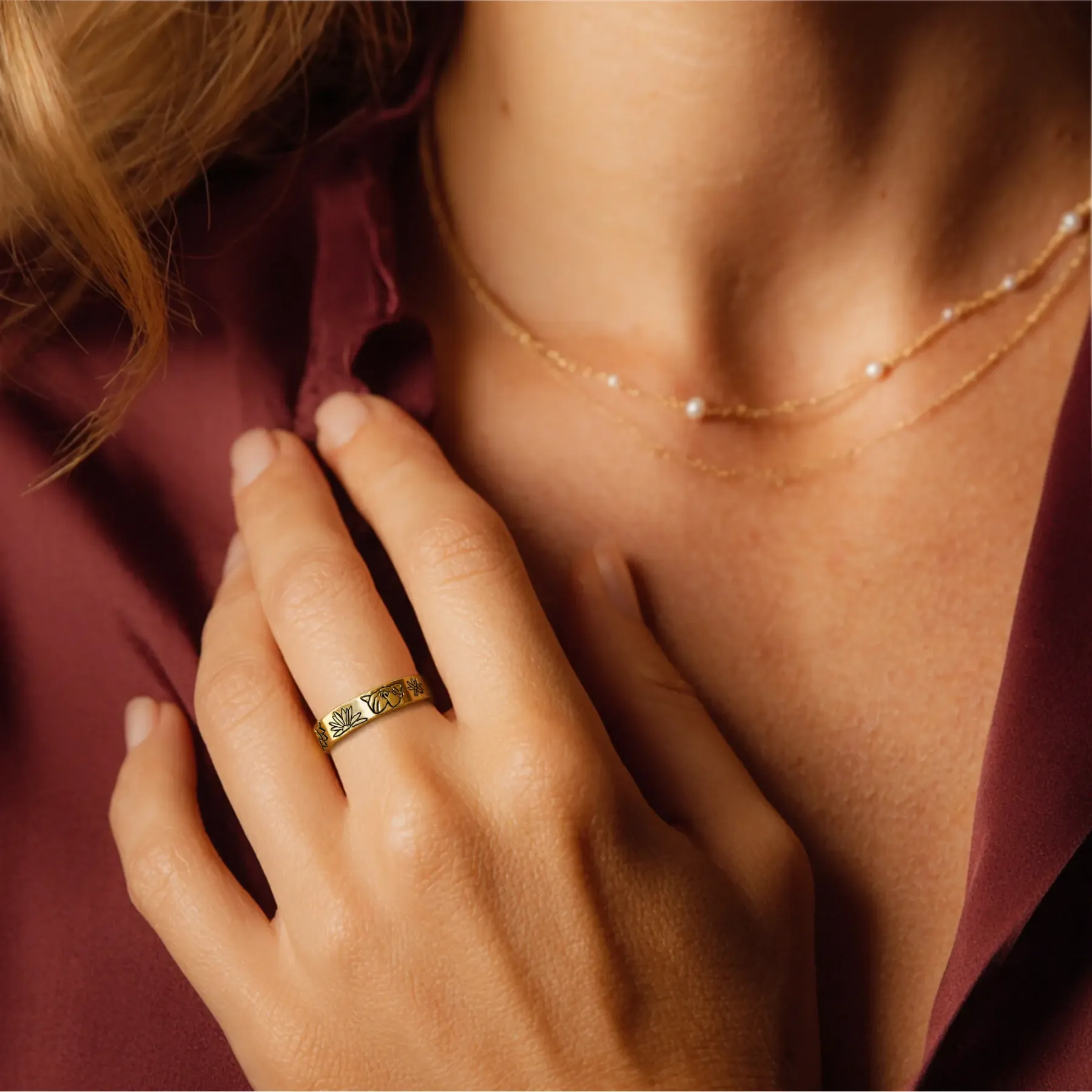 Personalized Engraved Birth Flower Ring-BY PROMISE-Birth Flower