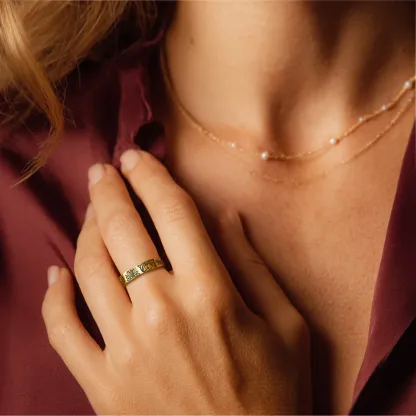 Personalized Engraved Birth Flower Ring-BY PROMISE-Birth Flower