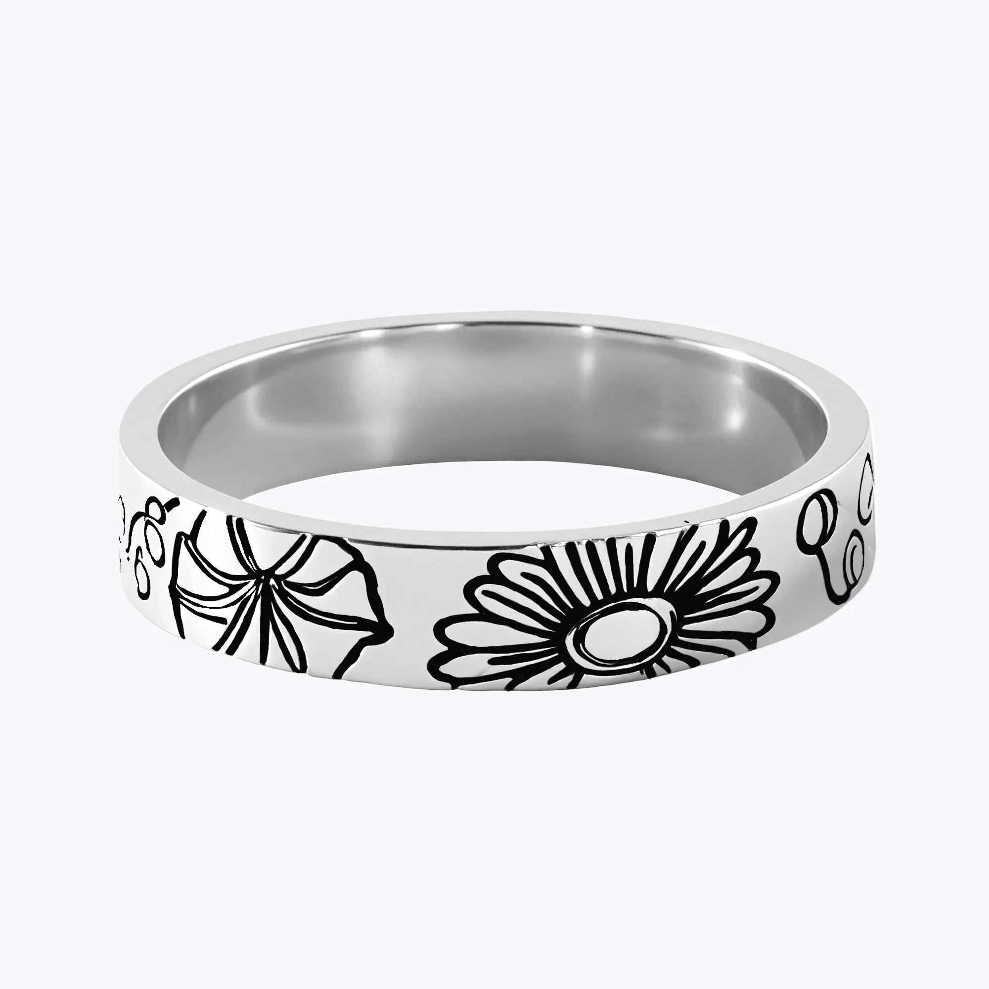 Personalized Engraved Birth Flower Ring-BY PROMISE-Birth Flower