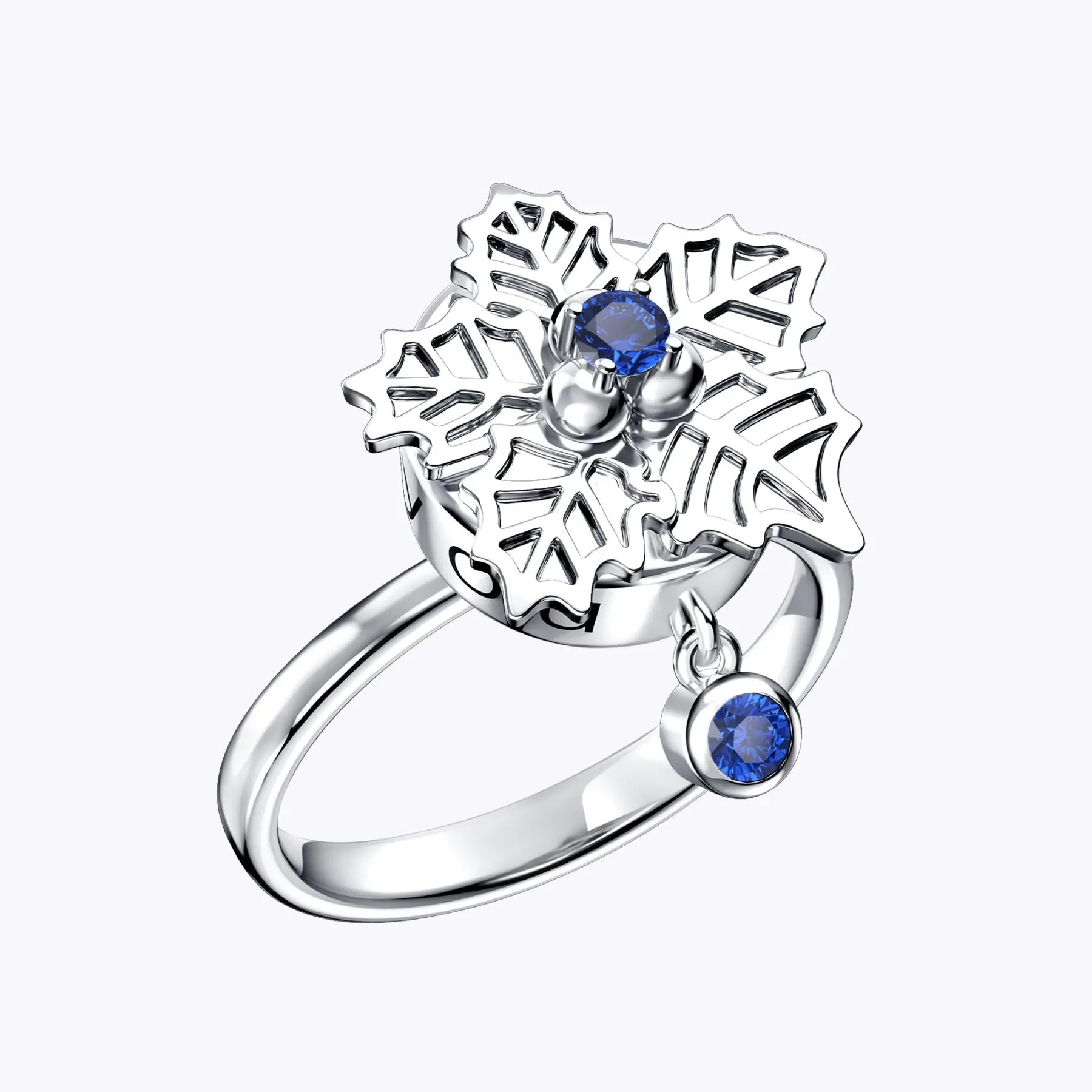 Whirling Blooms Collection Custom Spinning Birth Flower Ring with Birthstone