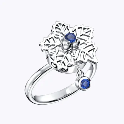 Whirling Blooms Collection Custom Spinning Birth Flower Ring with Birthstone