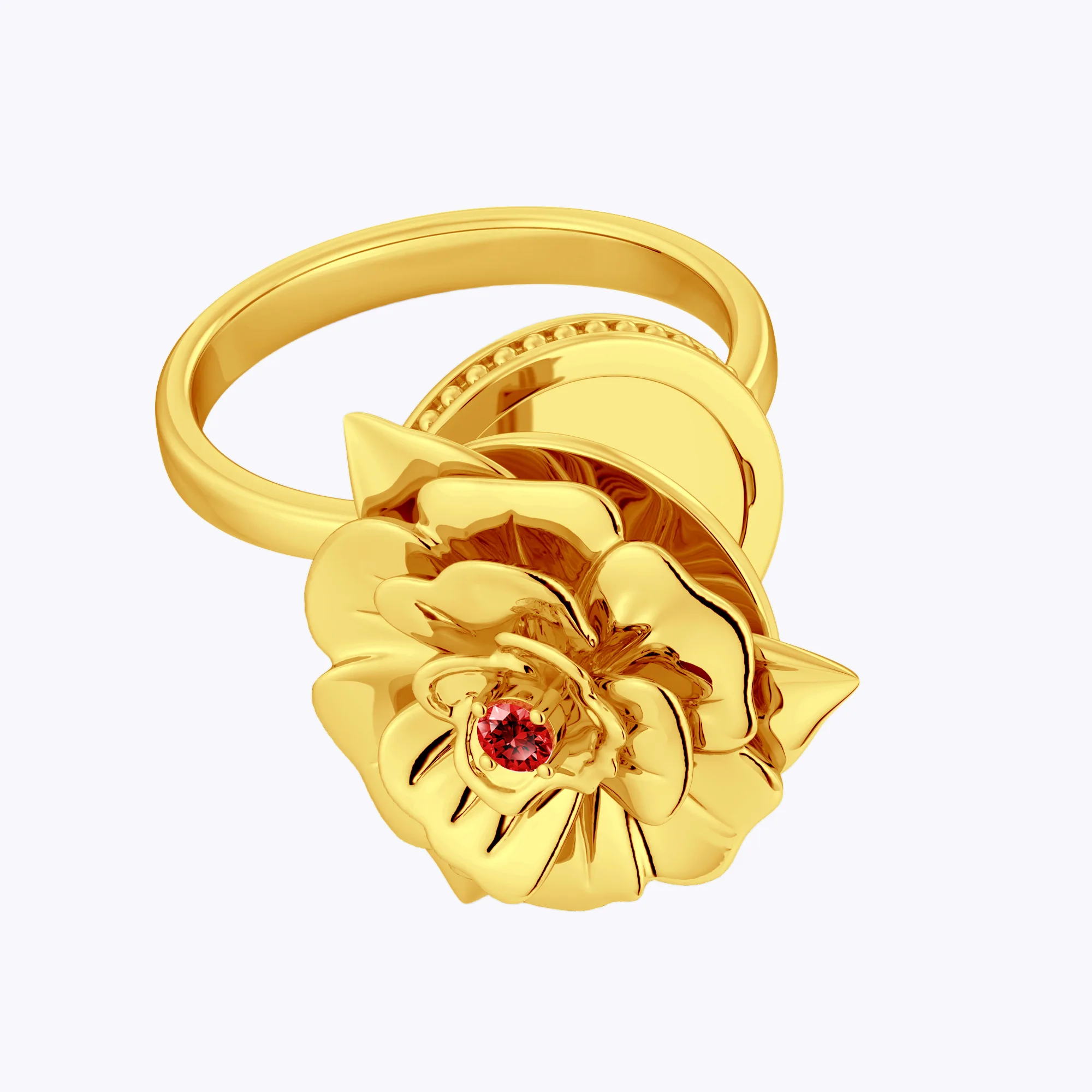 Custom Hidden Photo Birth Flower Locket Ring with Birthstone