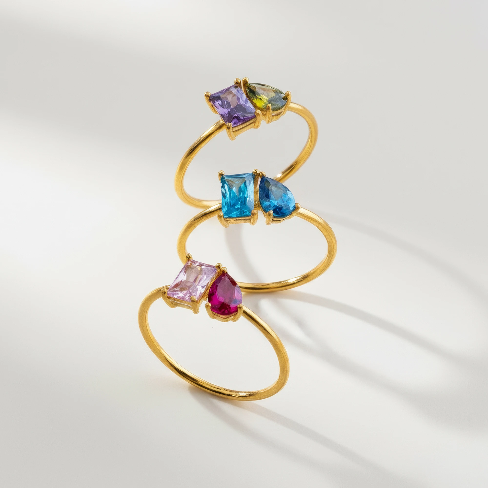 Personalized Toi Et Moi Emerald Shape Pear Shape Birthstone Ring