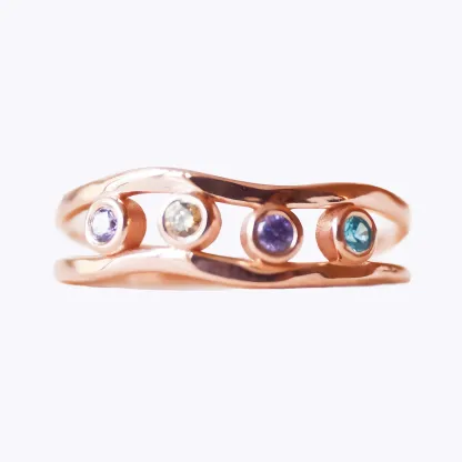 Custom 1-5 Round Birthstone Wave Ring-BY PROMISE-For Mom,Birthstone
