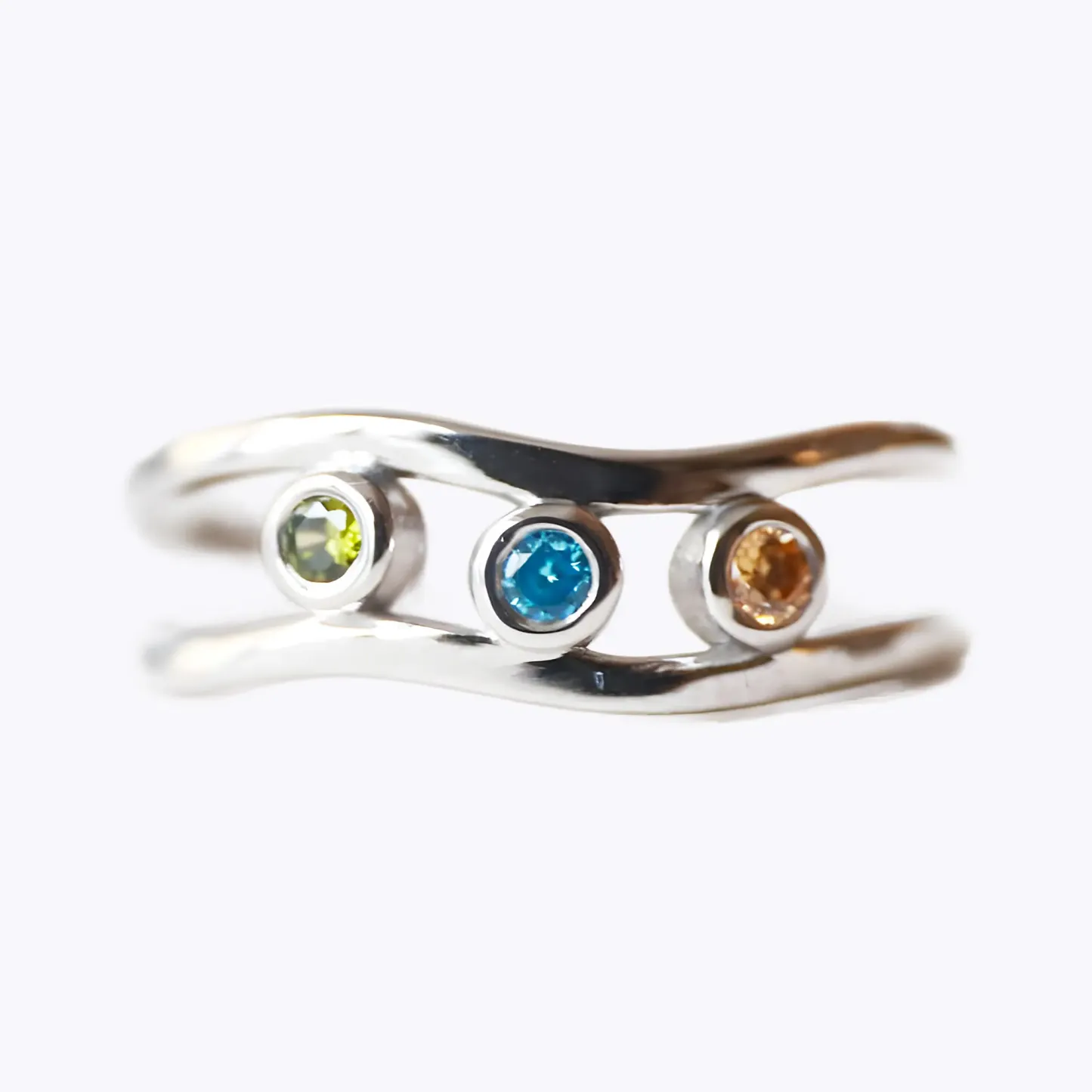 Custom 1-5 Round Birthstone Wave Ring-BY PROMISE-For Mom,Birthstone