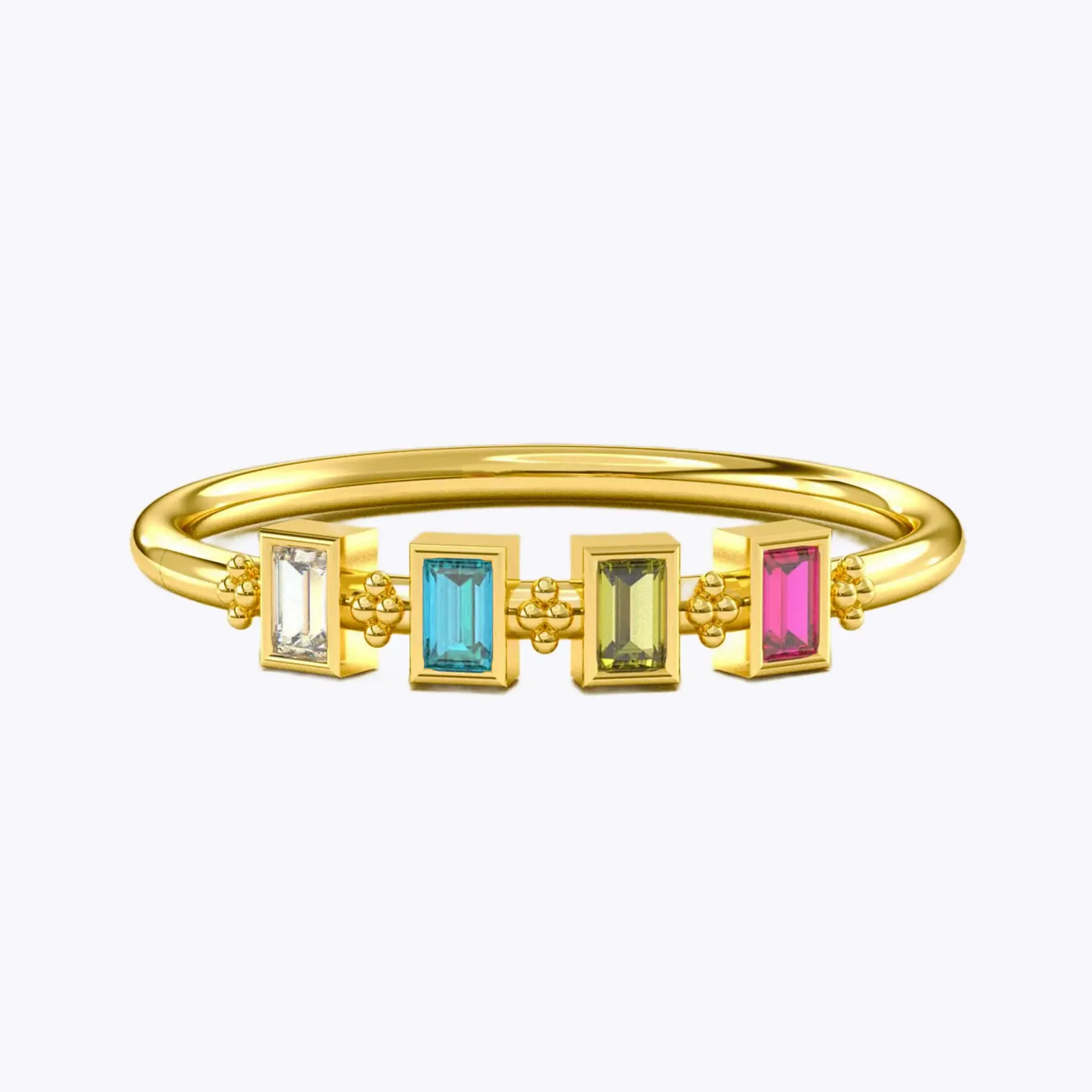 Custom 1-8 Baguette Birthstone Ring-BY PROMISE-Birthstone