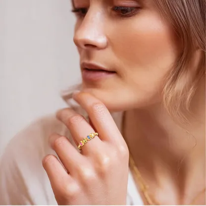 Custom 1-8 Baguette Birthstone Ring-BY PROMISE-Birthstone