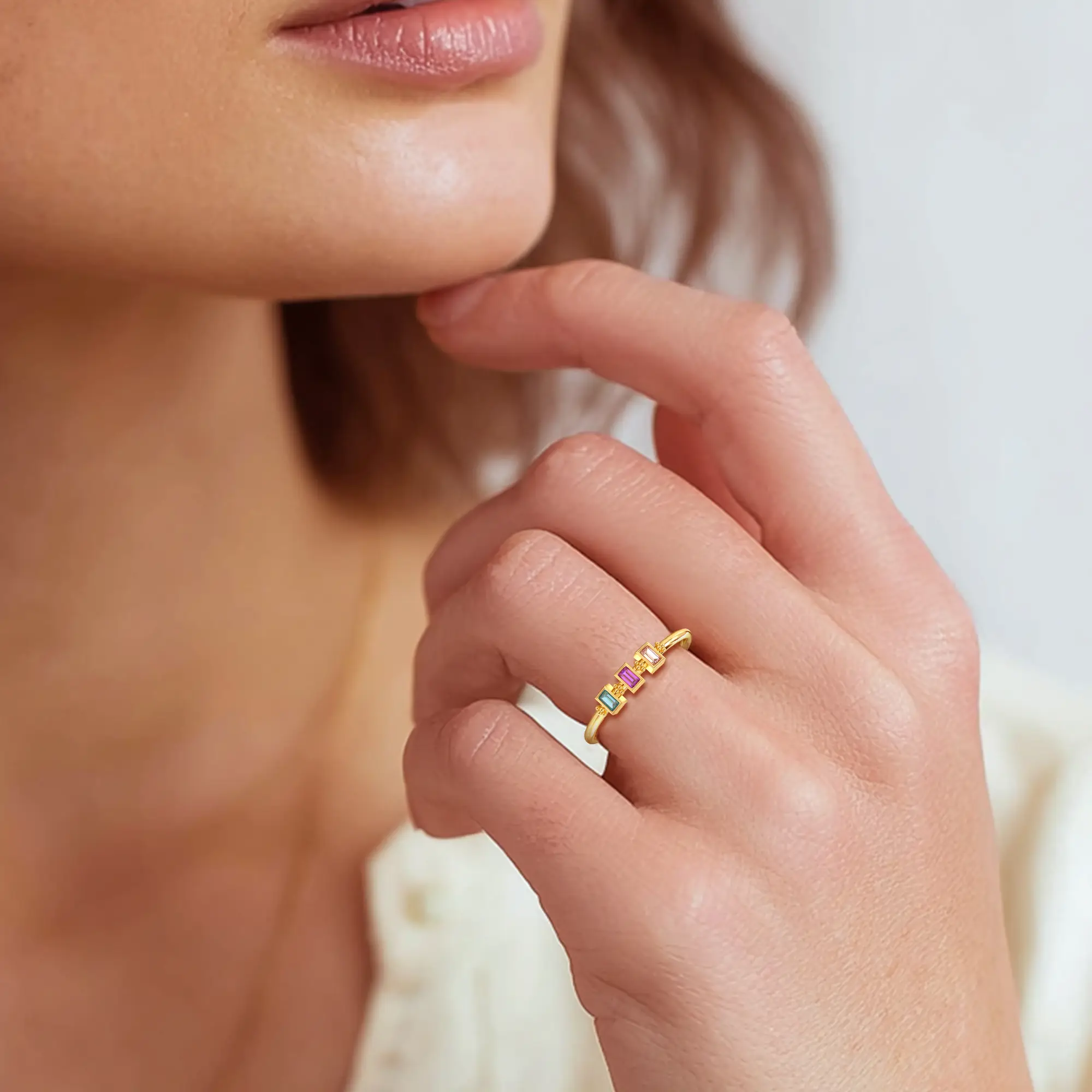 Custom 1-8 Baguette Birthstone Ring-BY PROMISE-Birthstone