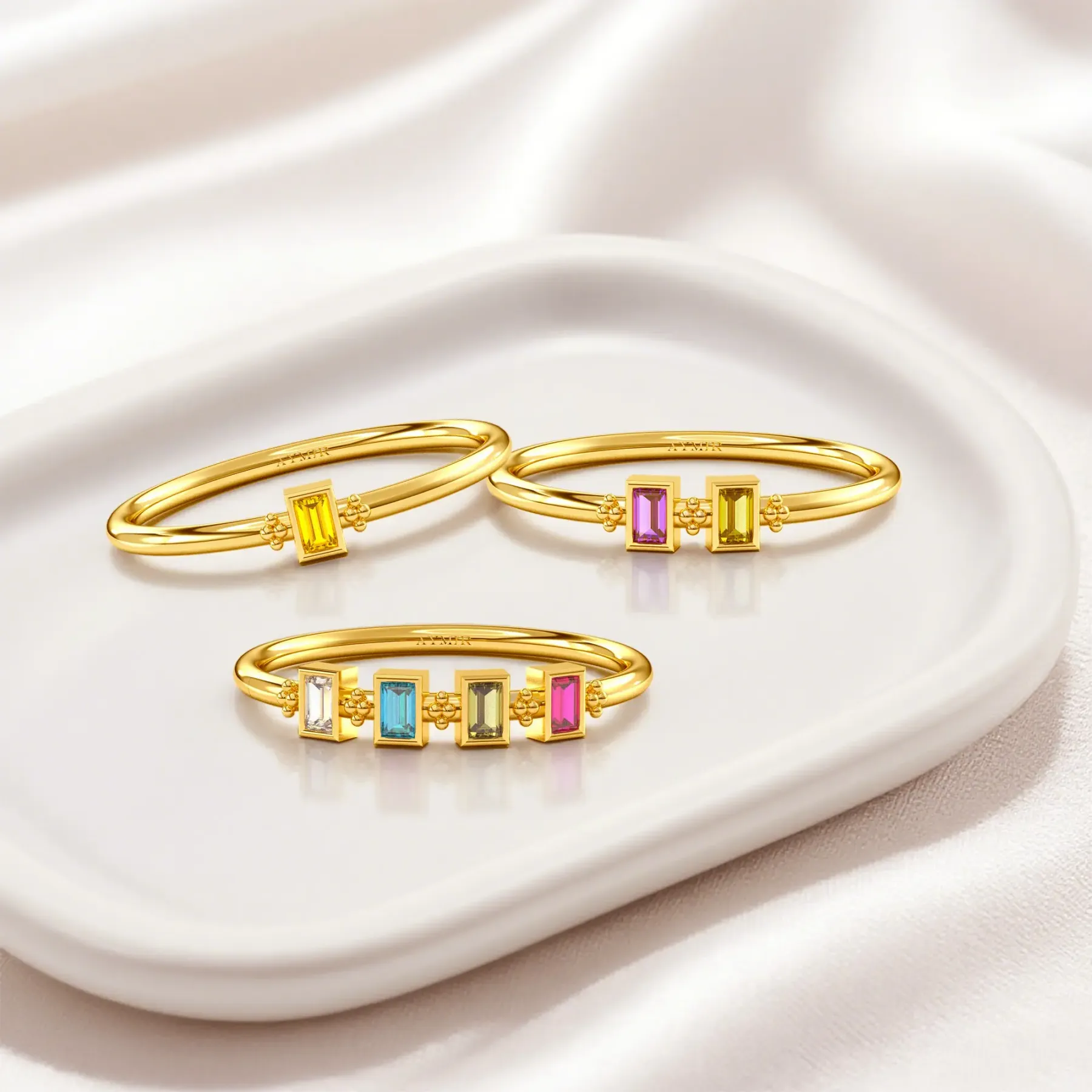 Custom 1-8 Baguette Birthstone Ring-BY PROMISE-Birthstone