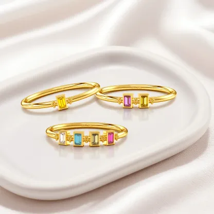 Custom 1-8 Baguette Birthstone Ring-BY PROMISE-Birthstone