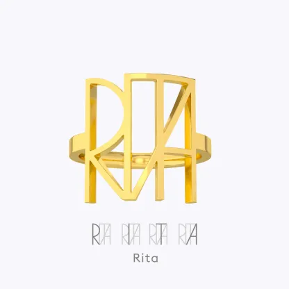 Geo Code Custom Name Logo Monogram Ring and Bracelet Set