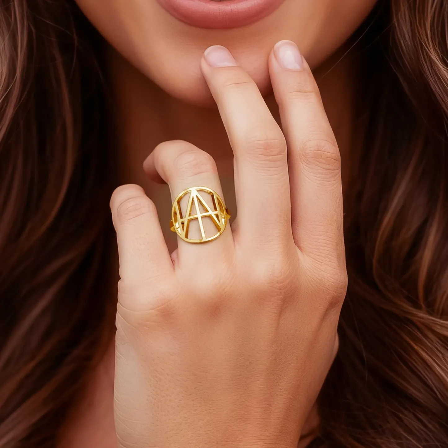 Geo Code Custom Name Logo Monogram Necklace and Ring Set