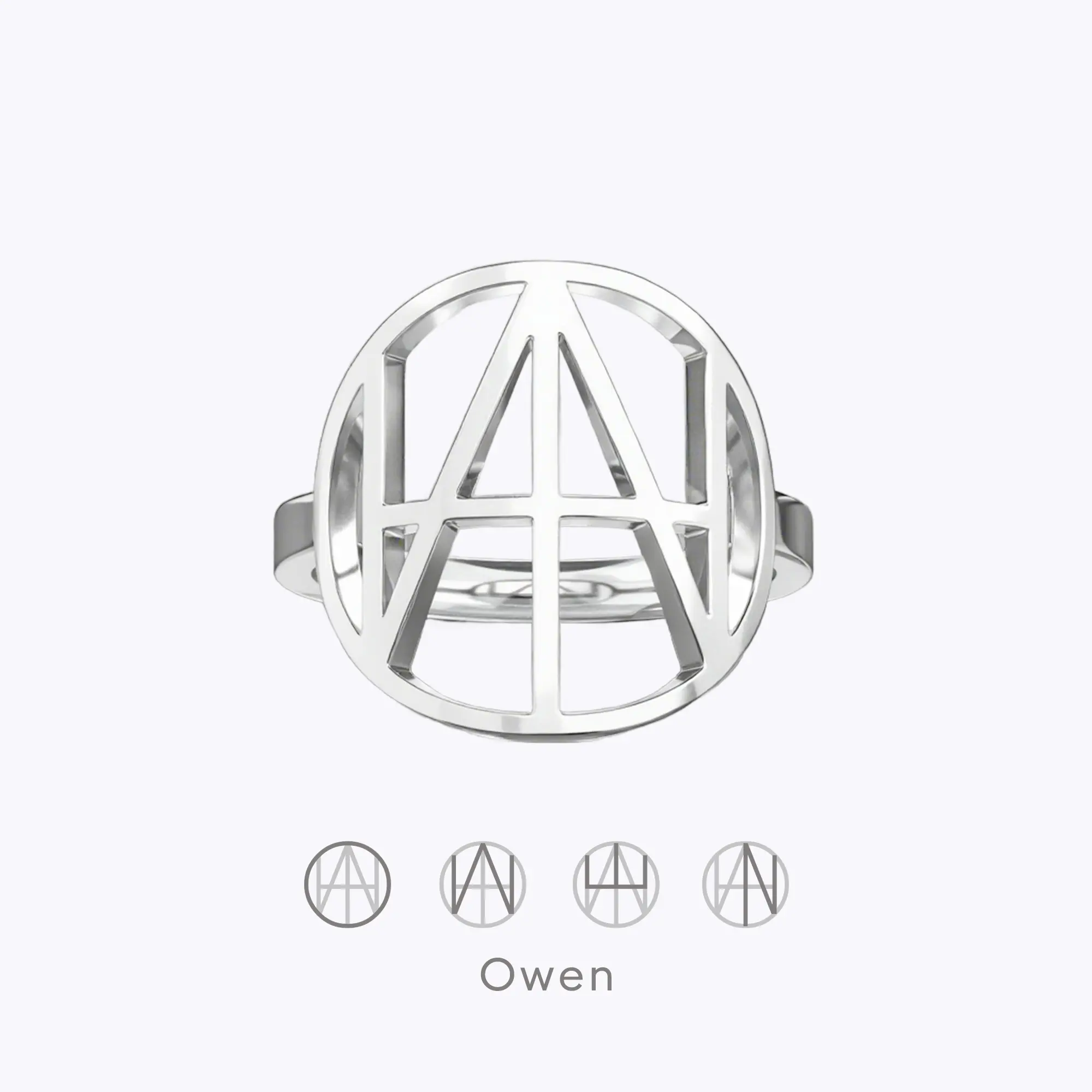 Geo Code Custom Name Logo Monogram Ring and Bracelet Set