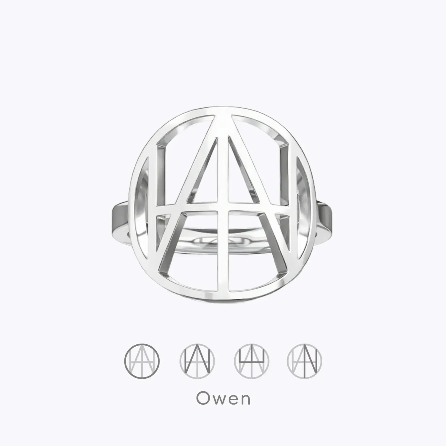 Geo Code Custom Name Logo Monogram Ring and Bracelet Set