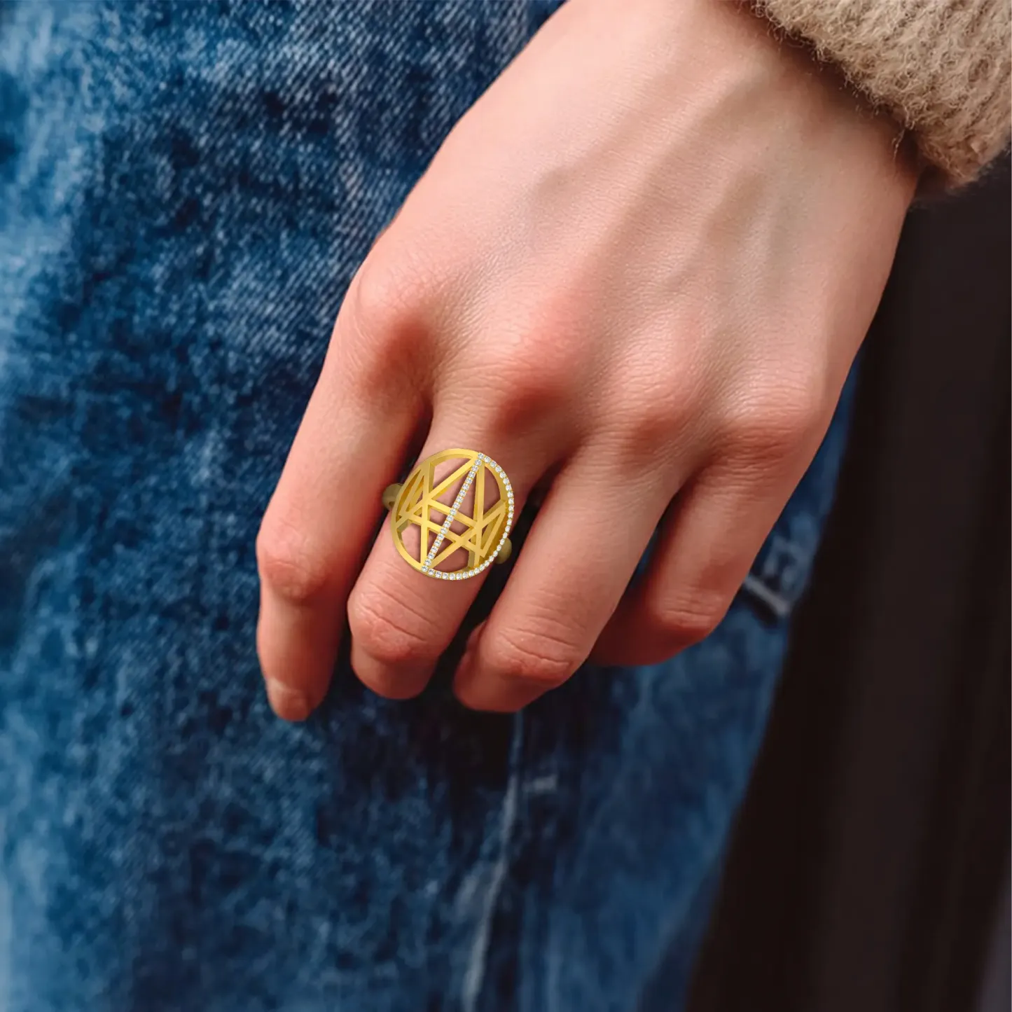Geo Code Custom Pavé Initial Name Logo Monogram Ring