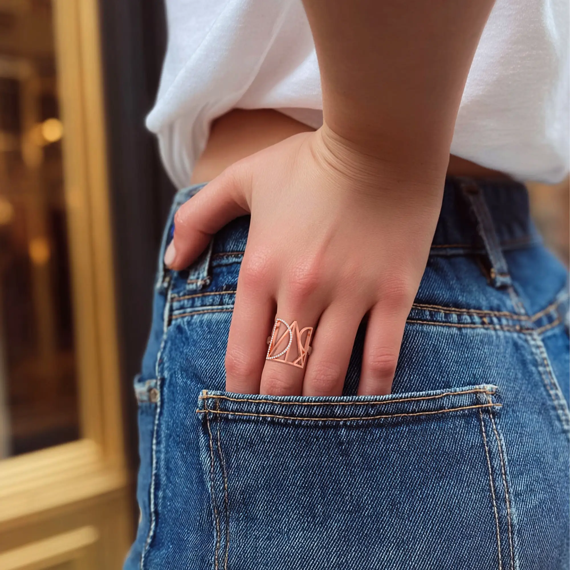 Geo Code Custom Pavé Initial Name Logo Monogram Ring