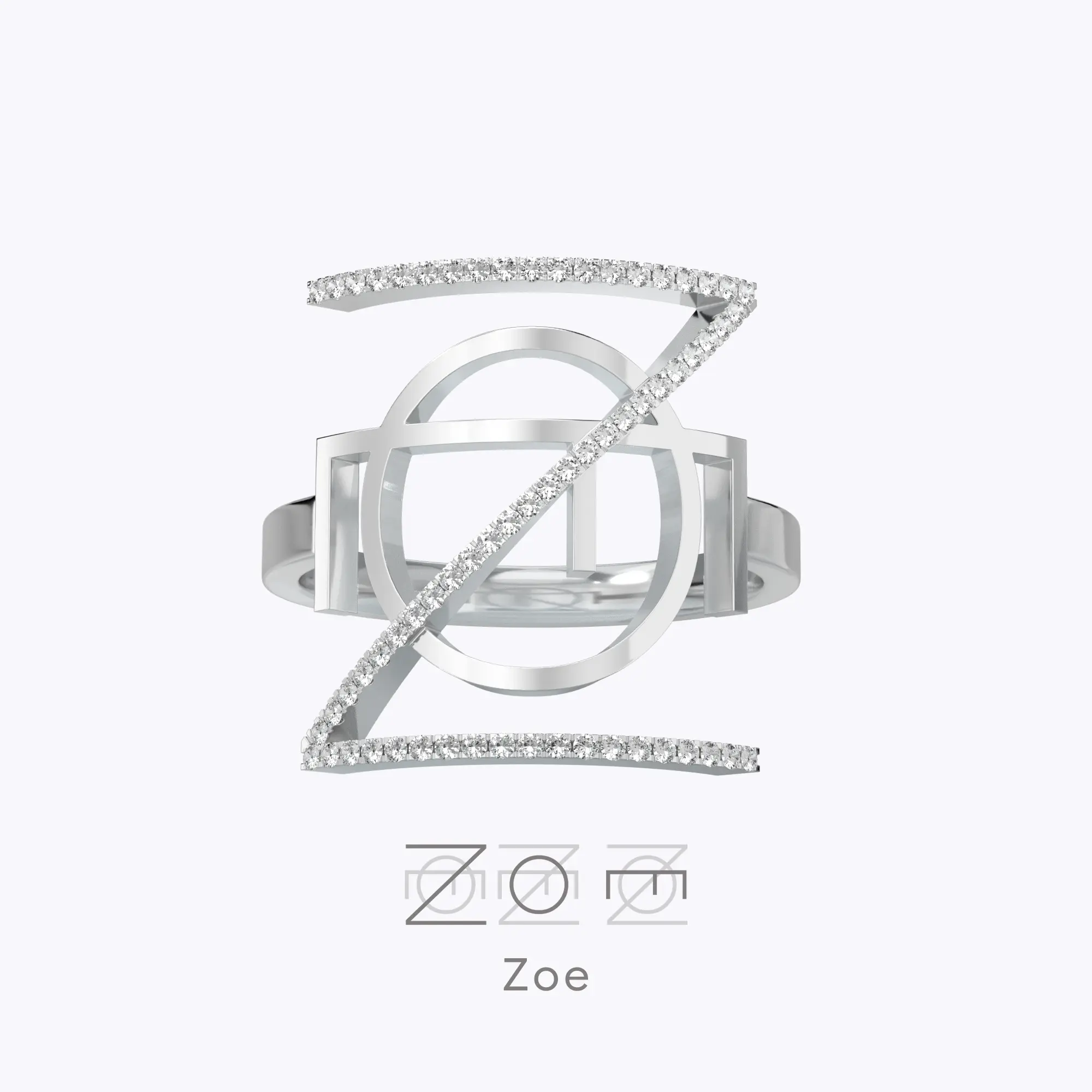 Geo Code Custom Pavé Initial Name Logo Monogram Ring